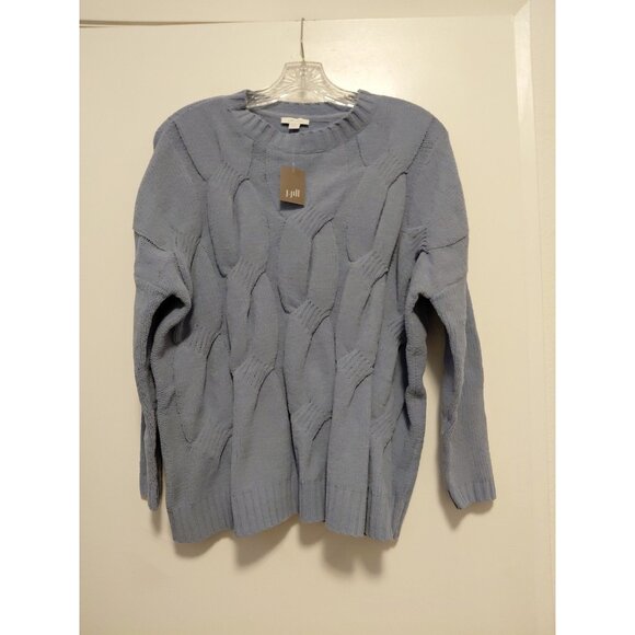 J. Jill Chenille Sweater Chunky Cable Knit Periwinkle Blue Petite Small NWT - Picture 1 of 7